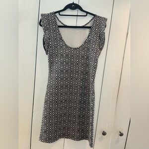 Black and White Patterned Women's Dress